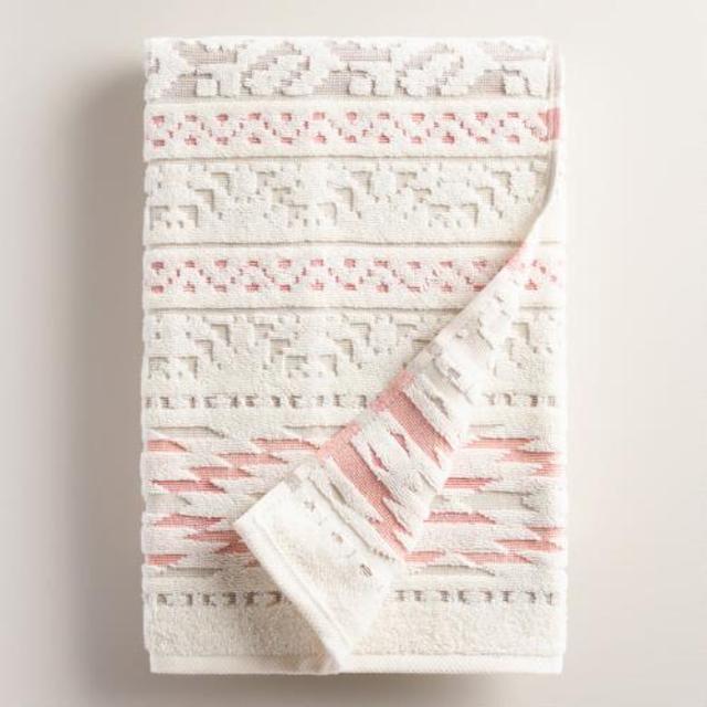 Coral and Taupe Tula Sculpted Bath Towel