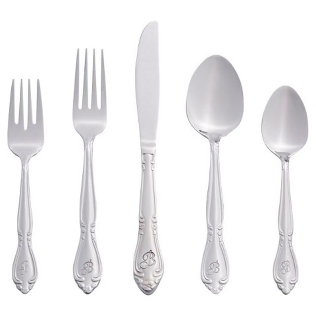 RiverRidge® 46 Pc Personalized Flatware Set - Rose Pattern