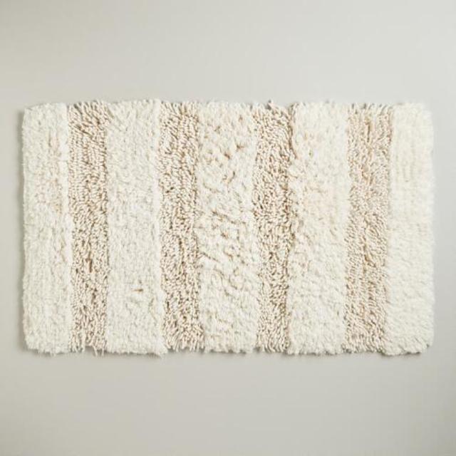 Ivory Hi-Low Shag Bath Mat