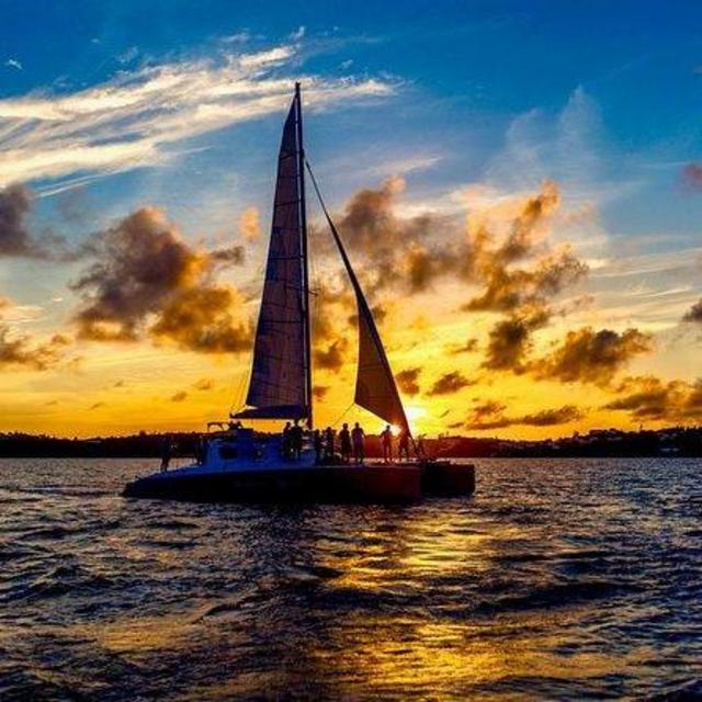 Sunset Bermuda Catamaran Cruise on our Honeymoon