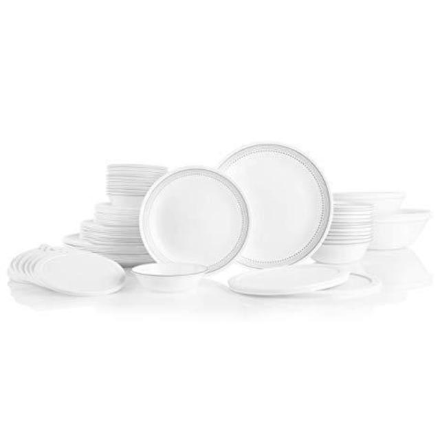 Corelle 78-Piece Service for 12, Chip Resistant, Mystic Gray Dinnerware Set