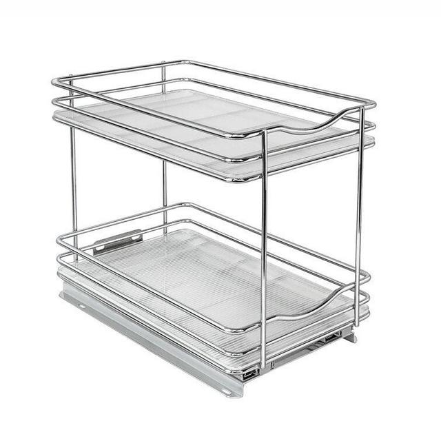 Lynk Professional Slide Out Spice Rack Pull Out Cabinet Organizer 6-1/4 inch Wide - Double, Chrome