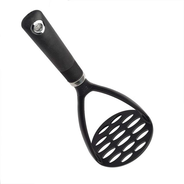 Cooking Light Potato Masher Sturdy and Heat Resistant, Safe for Non-Stick Cookware, Soft Grip Nylon Gadget, Black