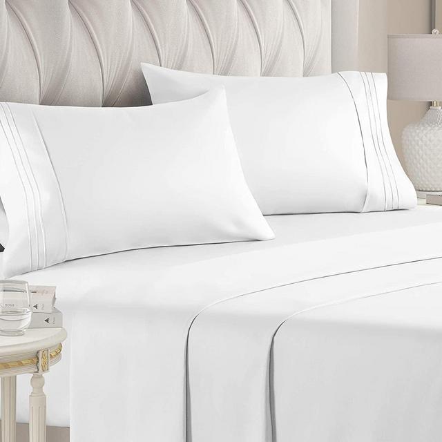 California King Size Sheet Set - 4 Piece Set - Hotel Luxury Bed Sheets - Extra Soft - Deep Pockets - Easy Fit - Breathable & Cooling - Wrinkle Free - Comfy – White Bed Sheets - Cali King