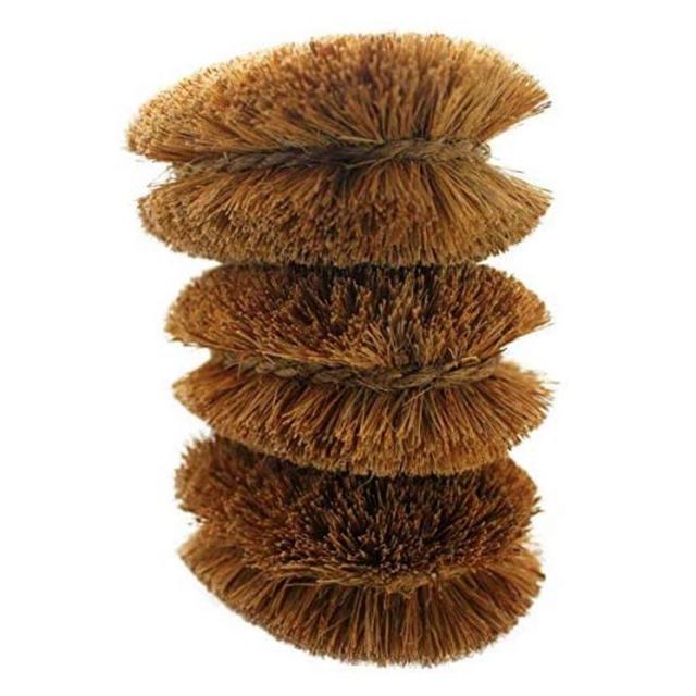 Pack of 3 Tawashi Vegetable Brushes Natural Coconut Fiber, Japanese Design, Ideal for Fruits, Veggies and Household use with Wire Hanging Loop