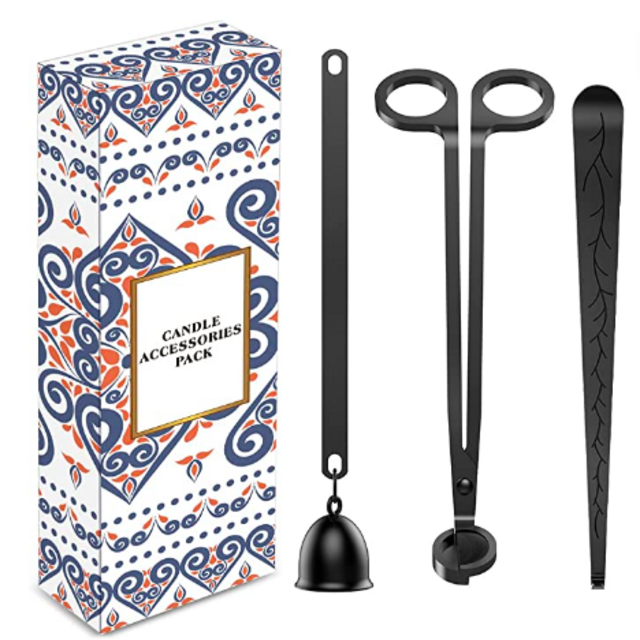 RONXS 3 in 1 Candle Accessory Set, Candle Wick Trimmer Cutter, Candle Snuffer Extinguisher, Wick Dipper with Gift Package for Candle Lover (Black)