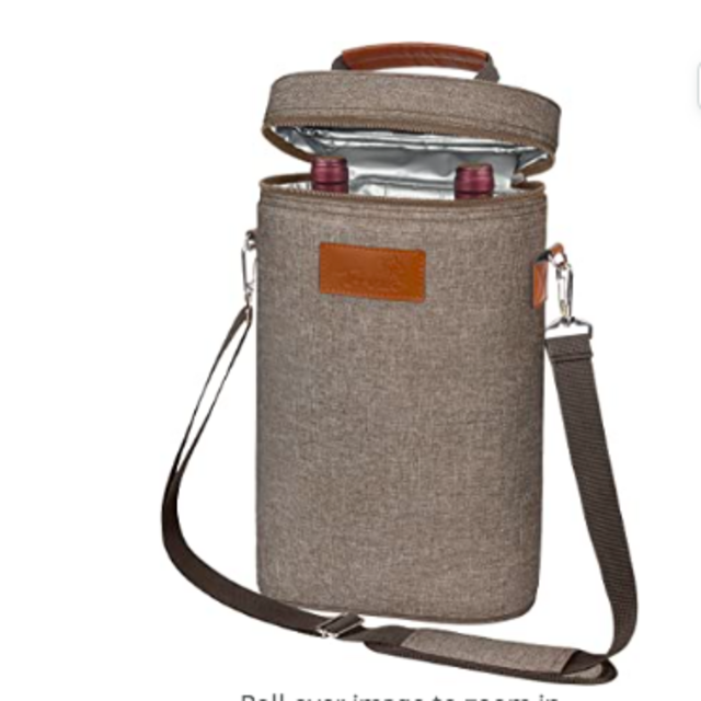 Tirrinia 2 Bottle Wine Tote Carrier - Leakproof & Insulated Padded Versatile Wine Cooler Bag for Travel, BYOB Restaurant, Wine Tasting, Party, Dinner, Great Christmas Day Gift for Wine Lover, Khaki