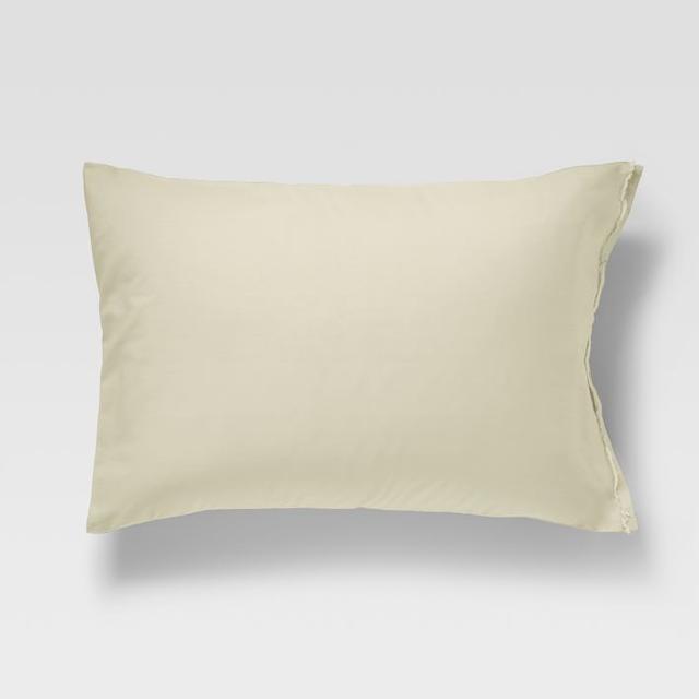 Organic Cotton Frayed-Edge Standard Pillow Case Set, Natural