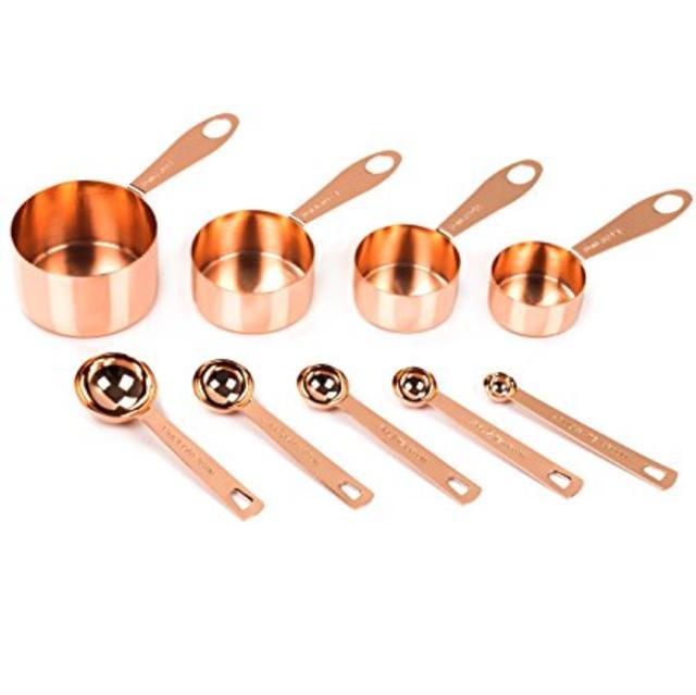 Copper Plated Measuring Cups and Spoons Set