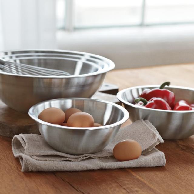 Stainless-Steel Restaurant Mixing Bowls, Set of 5