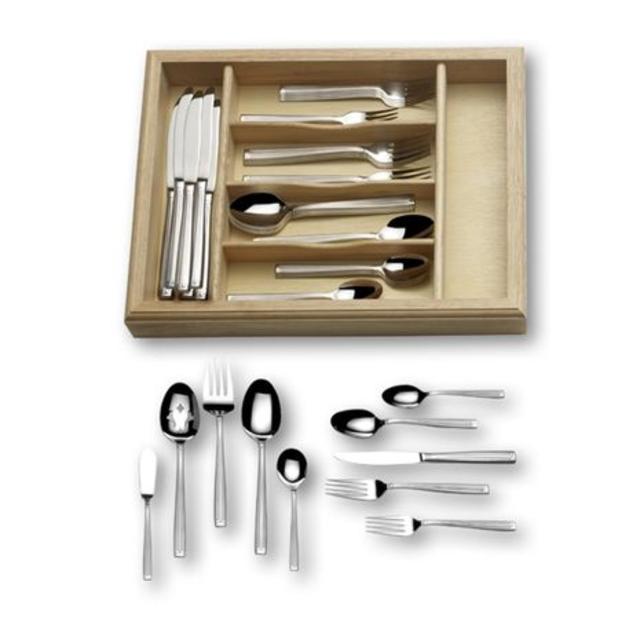 Meridian Frost 65 Piece Flatware Set with Caddy
