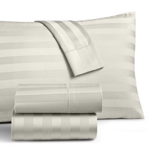 Charter Club Damask 1.5" Stripe 100% Supima Cotton 550 Thread Count 3 Pc. Sheet Set, Twin, Created for Macy's