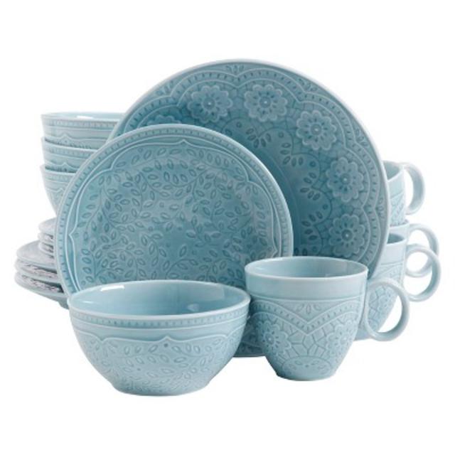 Product description page - Gibson Alemany 16pc Dinnerware Set Aqua