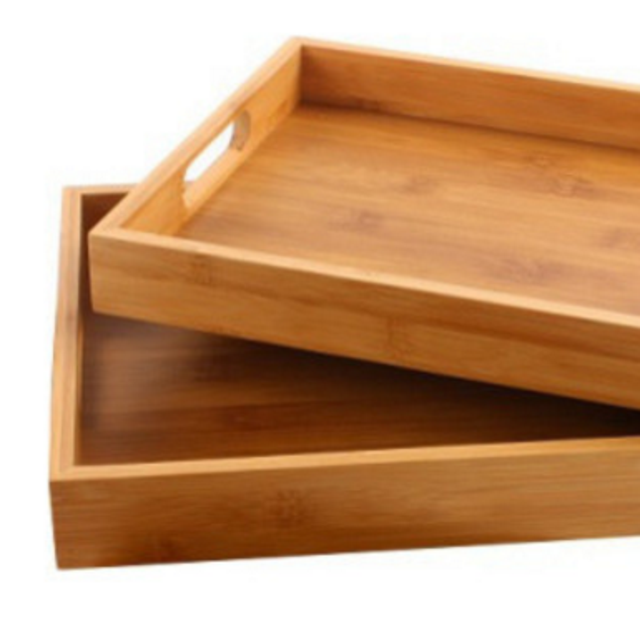 Two Piece Bamboo Serving Tray Set