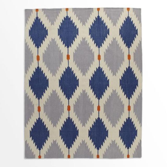 Phoenix Wool Dhurrie Rug, Regal Blue, 8'x10'
