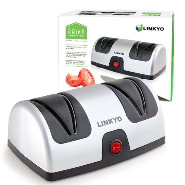 LINKYO Electric Knife Sharpener featuring Automatic Blade Positioning Guides - 2 Stage Knife Sharpening System
