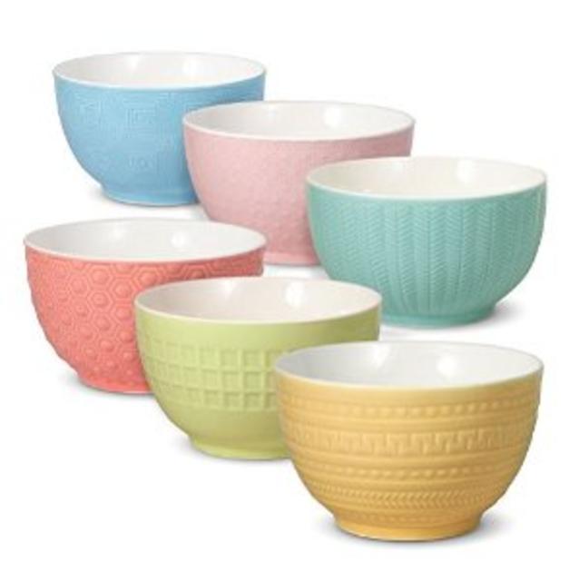 Mikasa Jardin Textured Porcelain Serving Bowls - Set of 6