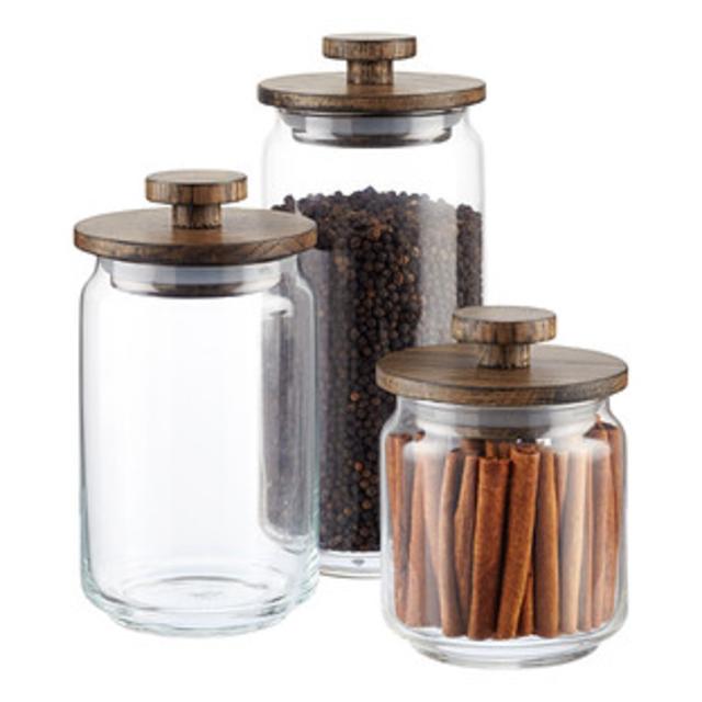 Artisan Glass Canisters with Walnut Lids -16.9oz and 22oz