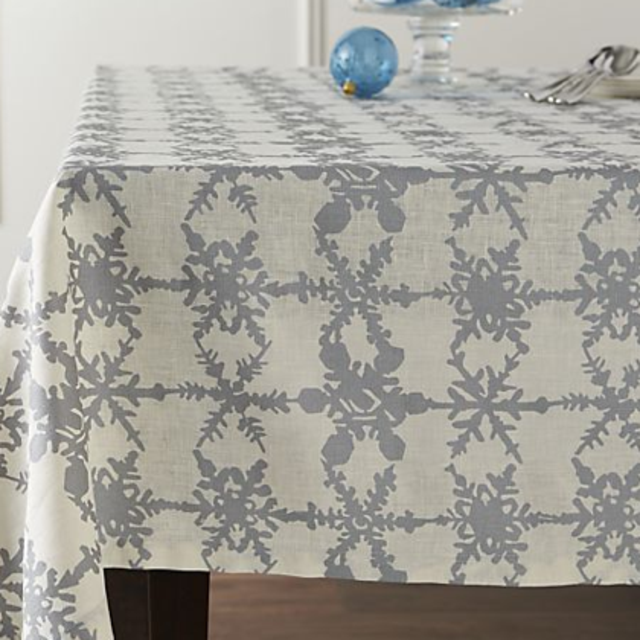 Snowfall Silver Linen 60"x120" Tablecloth
