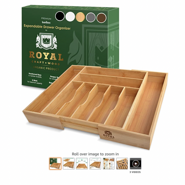 Bamboo Kitchen Drawer Organizer: color "Natural"