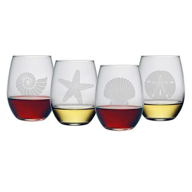 Susquehanna Glass Seashore 4-pc. Stemless Wine Glass Set