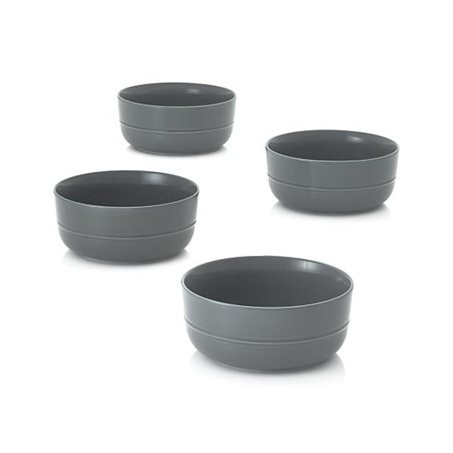 Set of 4 Hue Dark Grey Bowls