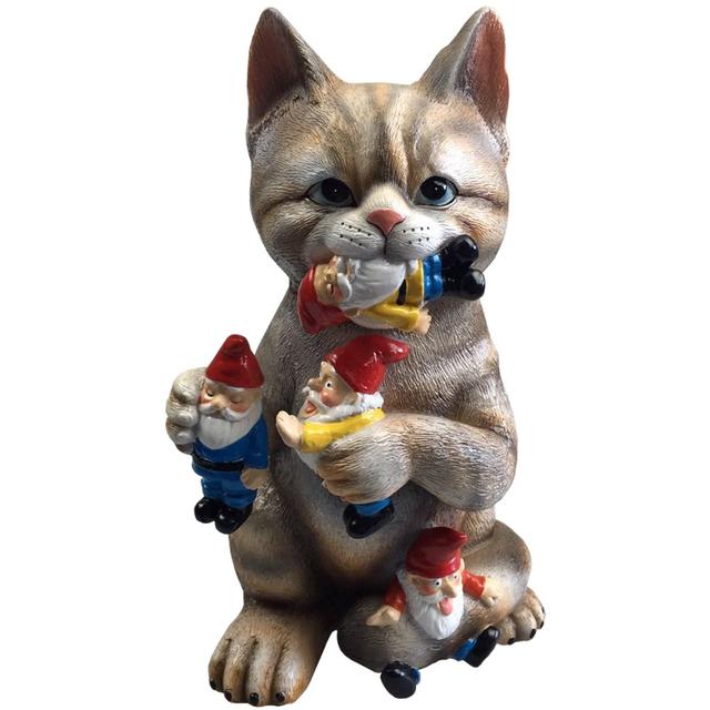 GARDEN GNOME STATUE - Cat massacre – funny Knomes sculpture figurines Art Décor - Best Indoor outdoor for Patio Yard Lawn House or door – Unique New Design, Makes a perfect gifts