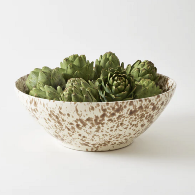 Brown on Cream Splatterware 18 Inch Serving Bowl