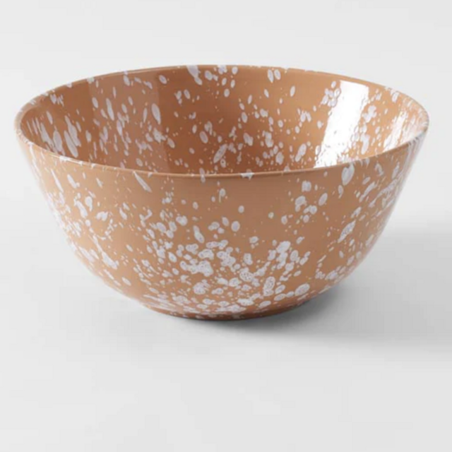 White on Terracotta Splatterware 14.5 Inch Serving Bowl