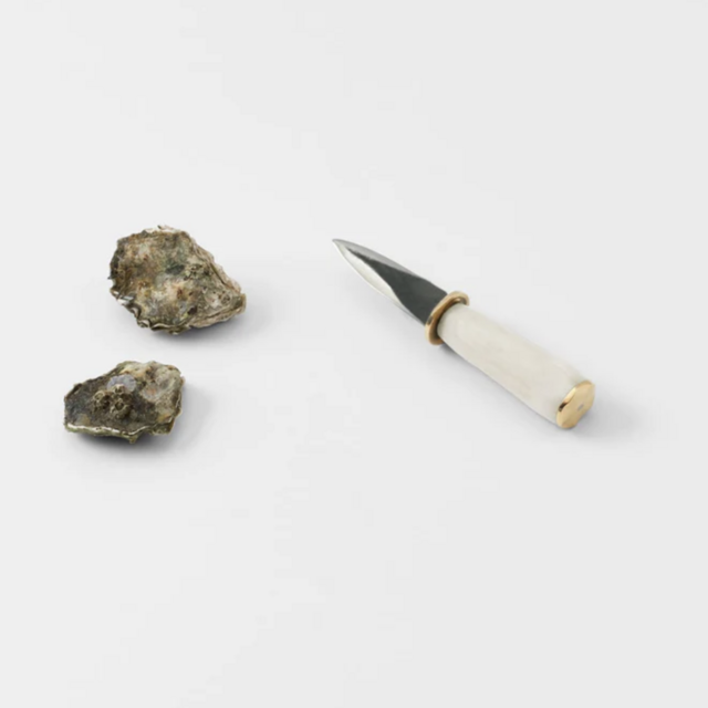 Bone Oyster Knife with Leather Case