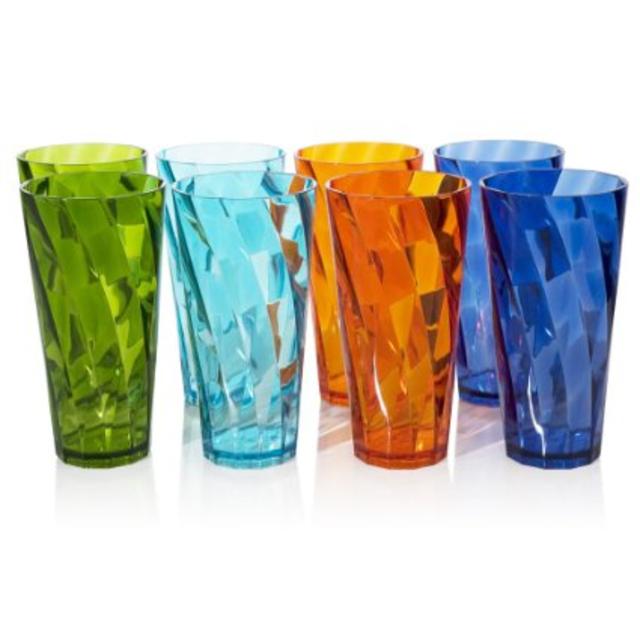 Optix Break-resistant Plastic 26oz Iced Tea Cup Tumbler - Set of 8 in 4 Assorted Colors