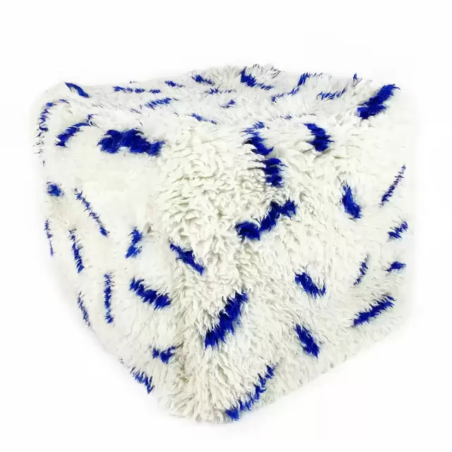White Dash Shag Pouf