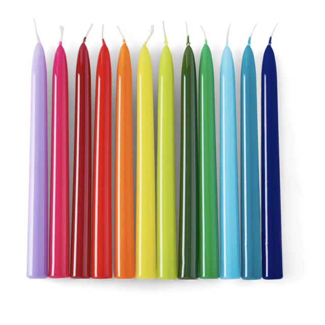 Tapered Rainbow Candles - Set of 12