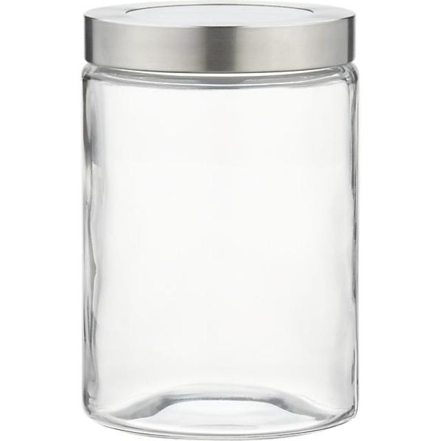 Crate & Barrel Small Glass Storage Container with Stainless Steel Lid