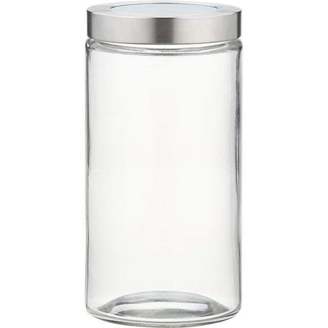 Crate & Barrel Medium Glass Storage Container with Stainless Steel Lid