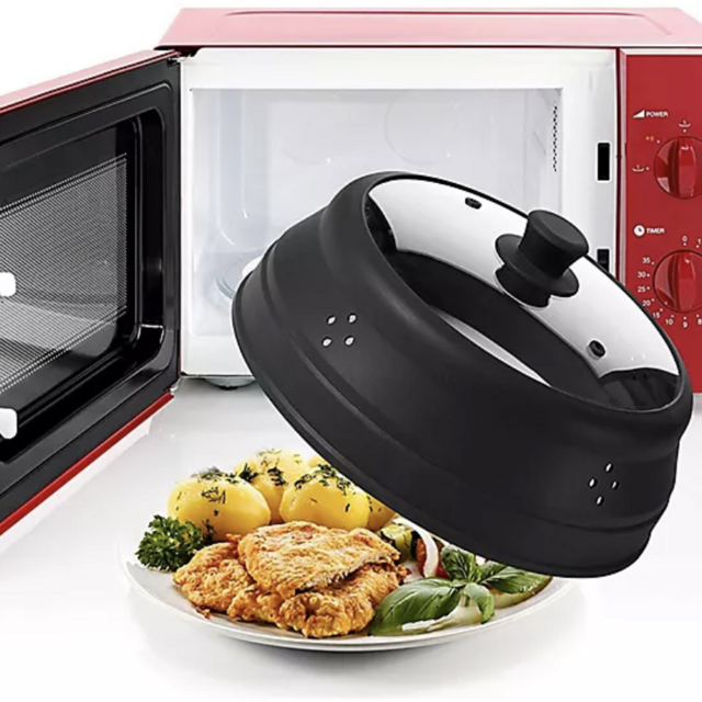 Bezrat 12-Inch Microwave Plate Cover for Food in Black