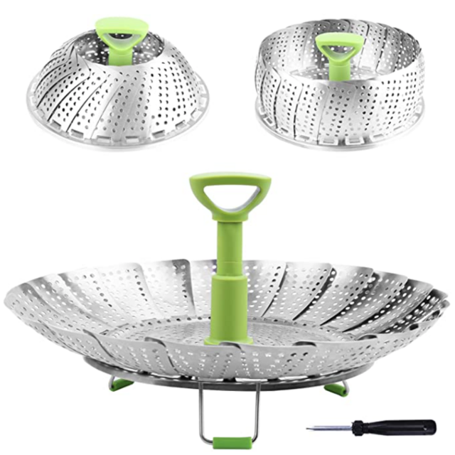 Steamer Basket Stainless Steel Vegetable Steamer Basket Folding Steamer Insert for Veggie Fish Seafood Cooking, Expandable to Fit Various Size Pot (5.1" to 9")
