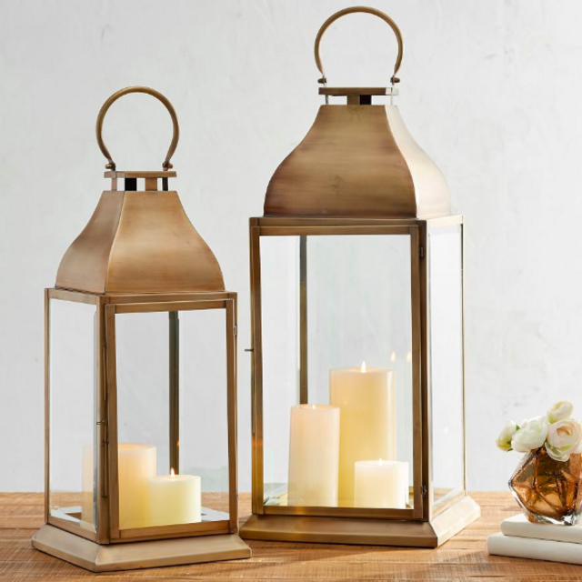 2 Chester Brushed Lanterns, medium & small, Pottery Barn