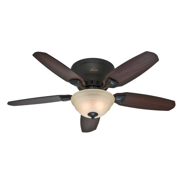 Hunter Louden 46-in Premier Bronze Flush Mount Indoor Ceiling Fan with Light Kit