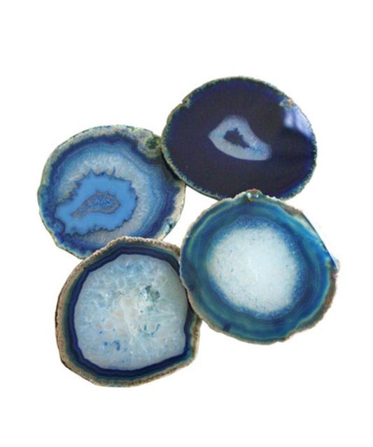 Set of 4 Agate Coasters, Azure Blue