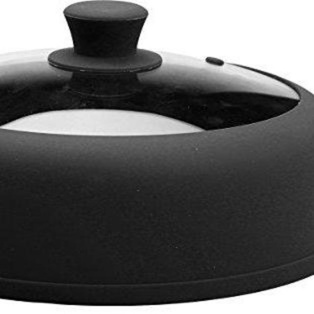 Microwave Plate Cover 11 Inch Dia 3.25 Inch Height For Food Glass Vented Black Plate Cover With Special Safe and Easy Grip Silicone Handle