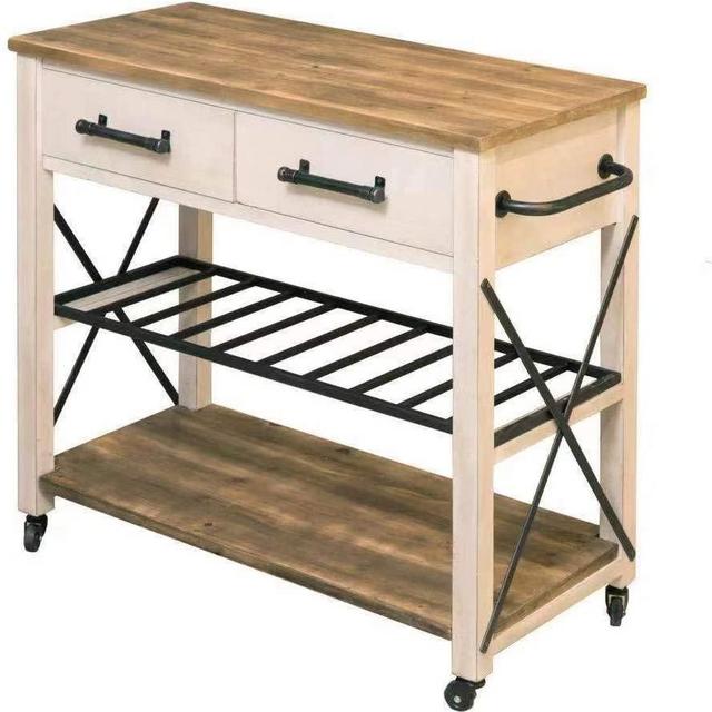 White Aurora Farmhouse Kitchen Cart