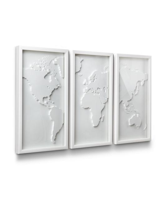 3 Pc. World Map in White