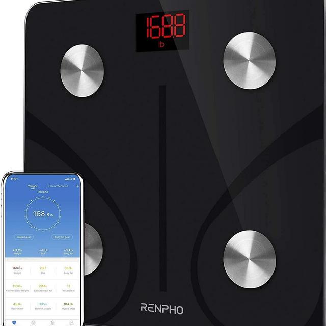 RENPHO Body Fat Scale Smart BMI Scale Digital Bathroom Wireless Weight Scale, Body Composition Analyzer with Smartphone App sync with Bluetooth, 396 lbs - Black