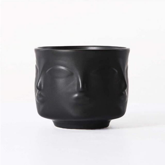 Ardax Black Ceramic Decorative Bowl with Face Pattern,Jewelry and Key Holder,Home Décor Vase for Living Room