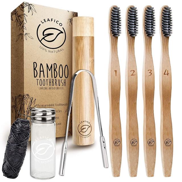 LEAFICO Bamboo Toothbrush with Travel Case