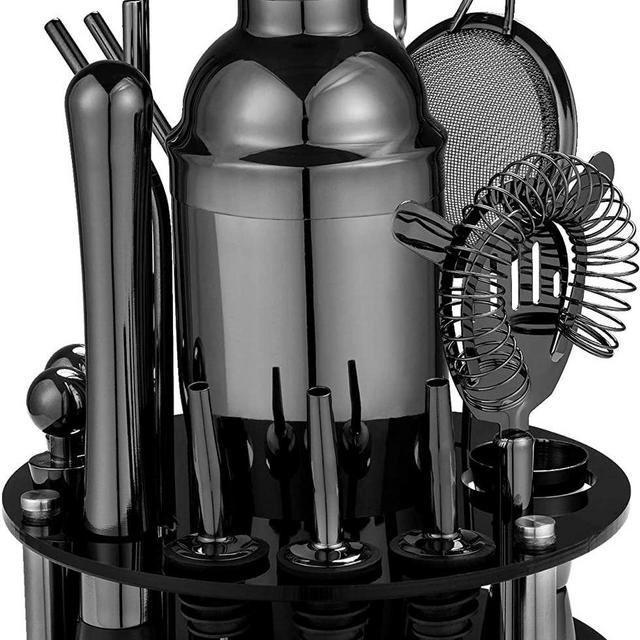18 Piece Cocktail Shaker Set with Rotating Stand