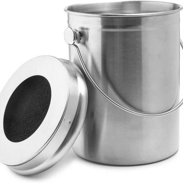 EPICA Stainless Steel Compost Bin 1.3 Gallon-Includes Charcoal Filter