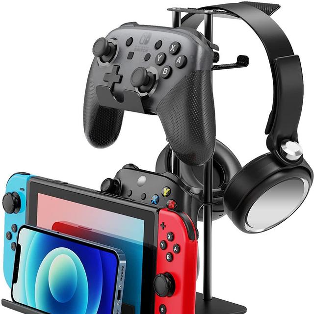 Headphone Stand, Game Controller Holder & Headset Stand Hook for Desk Storage Organizer, Multiple Aluminum Controller Stand Brackets for Nintendo Switch, Xbox 360, Xbox one, PS4, PS5, STEAM, PC Gaming