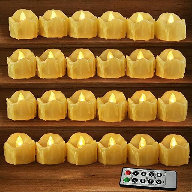 Set of 24 LED Votive Candles with Remote and Timer (Cream)